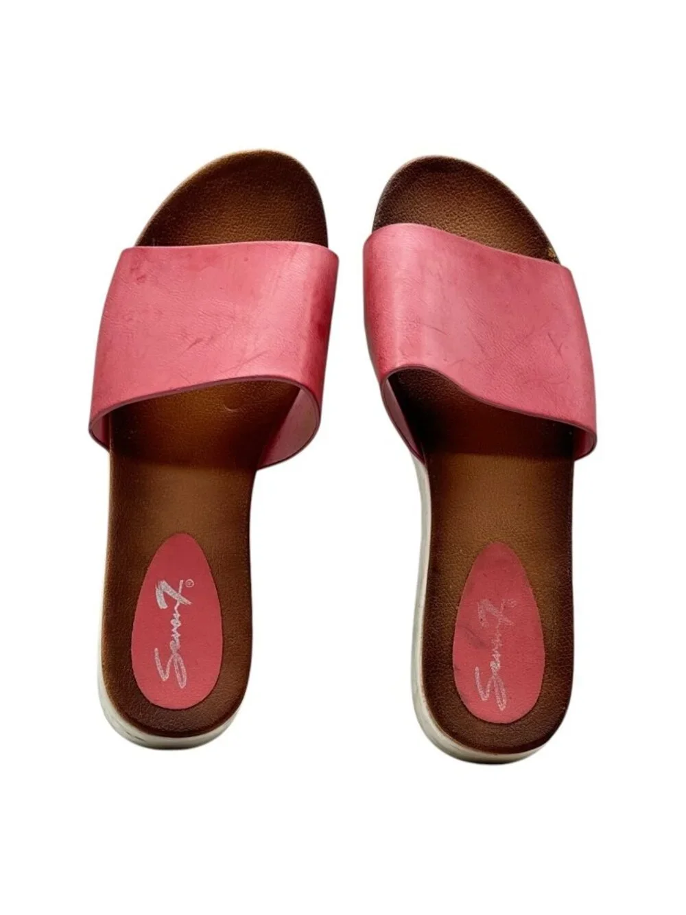 Seven7 Pearl Faux Leather Slide Sandals 11 Slip On Mule Flat Cushioned Casual